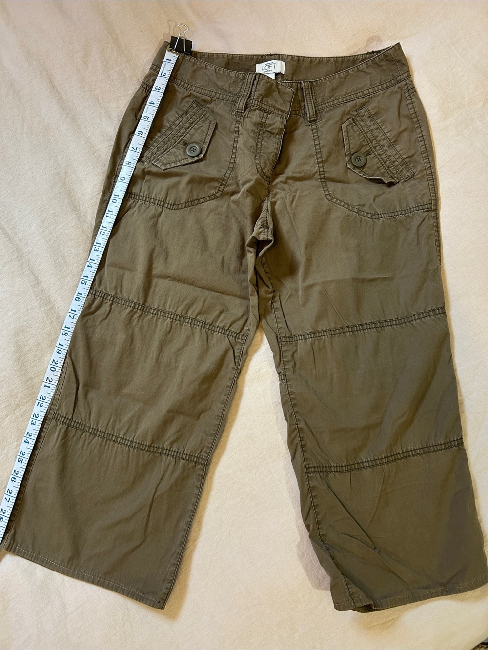 LOFT Olive Green Cargo Crop Pants